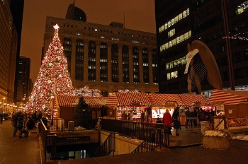 Holiday lights in Chicago in December