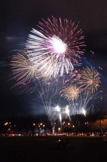 Fireworks over Chicago on New Year's Eve